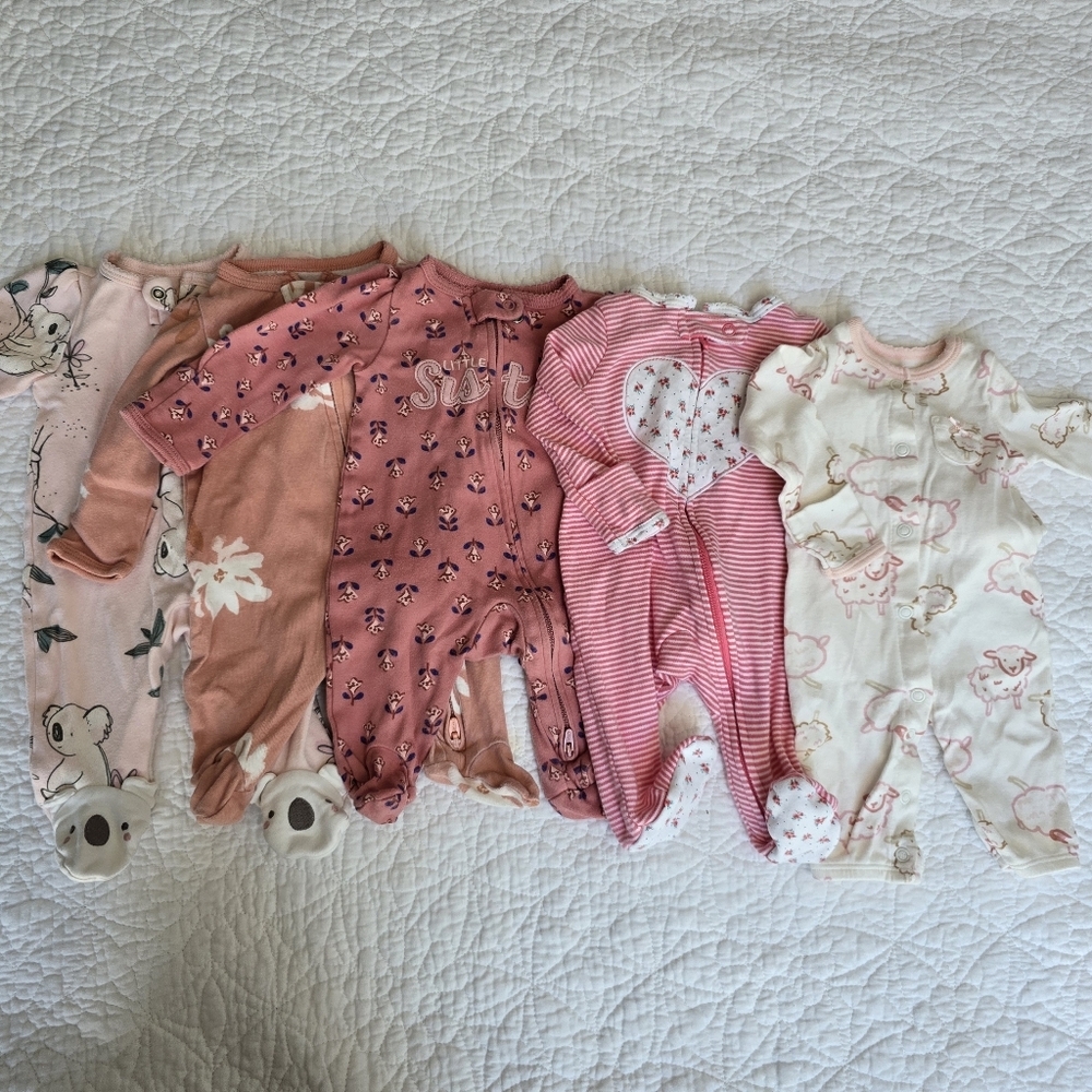 Carter's 5pc Girls Sleeper Footed Pajamas Footies Set